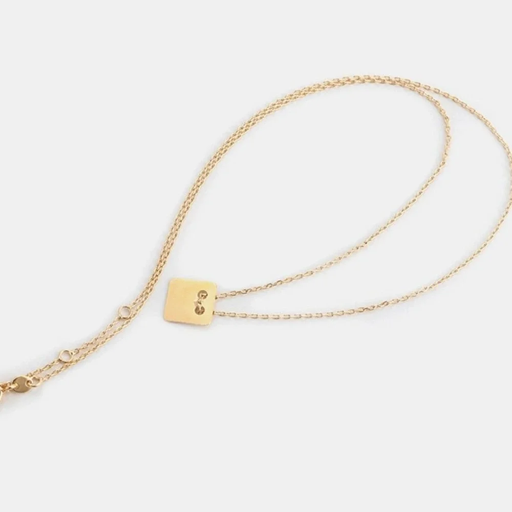 Square Gold Pendant Necklace 18k Gold Plated - Picture 7 of 7